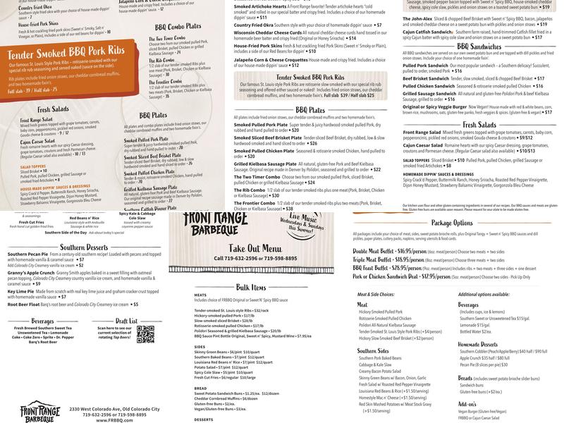 Front Range Barbeque Menu
