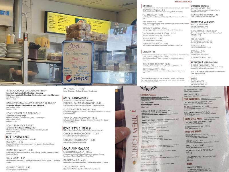 Sheldon's Luncheonette Menu