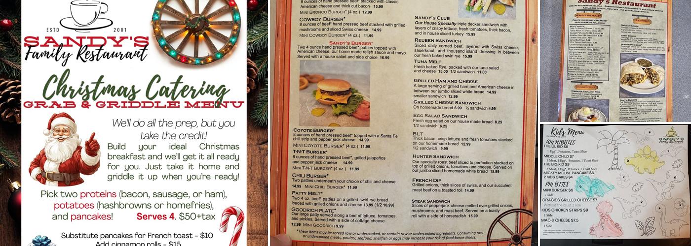 Sandy's Restaurant Menu