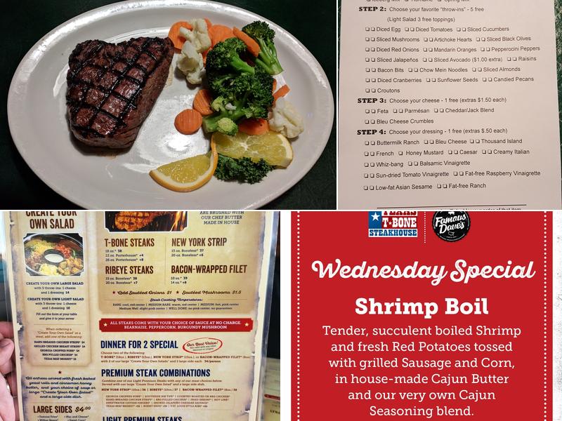 Texas T-Bone Steakhouse Menu