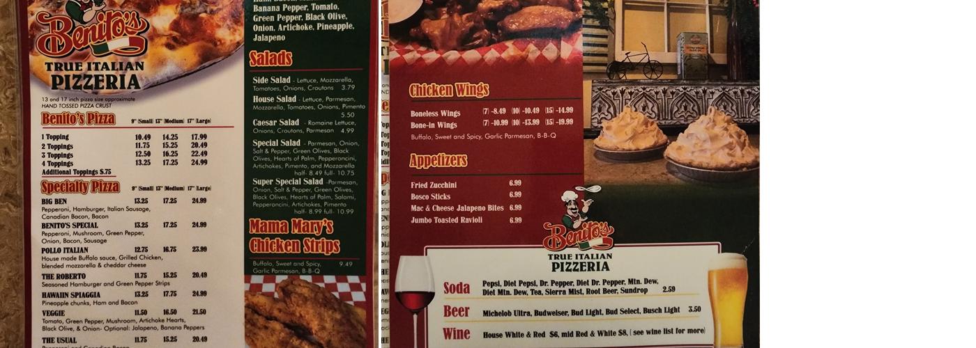 Benito's Inc Menu