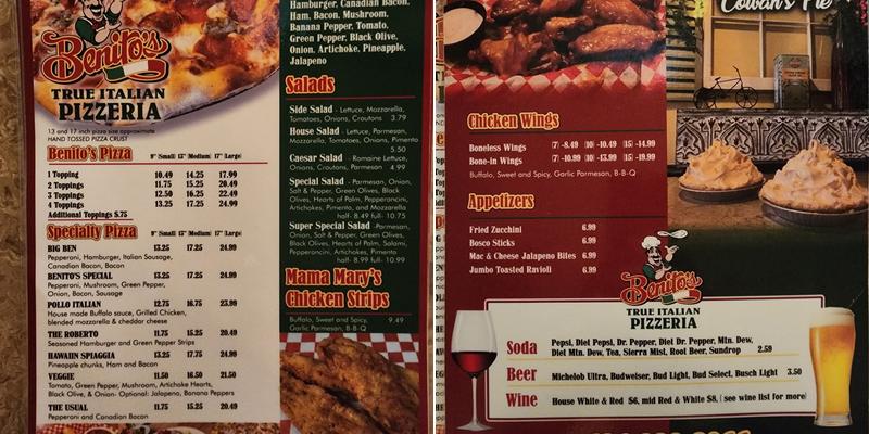 Benito's Inc Menu