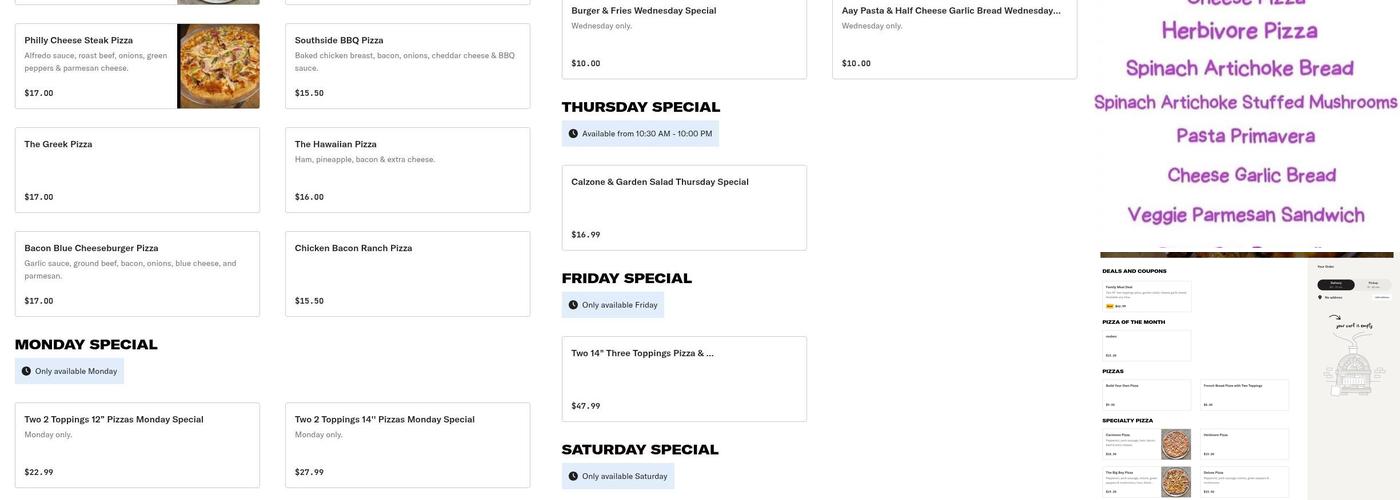 Saucy’s Pizzeria Krakow Menu