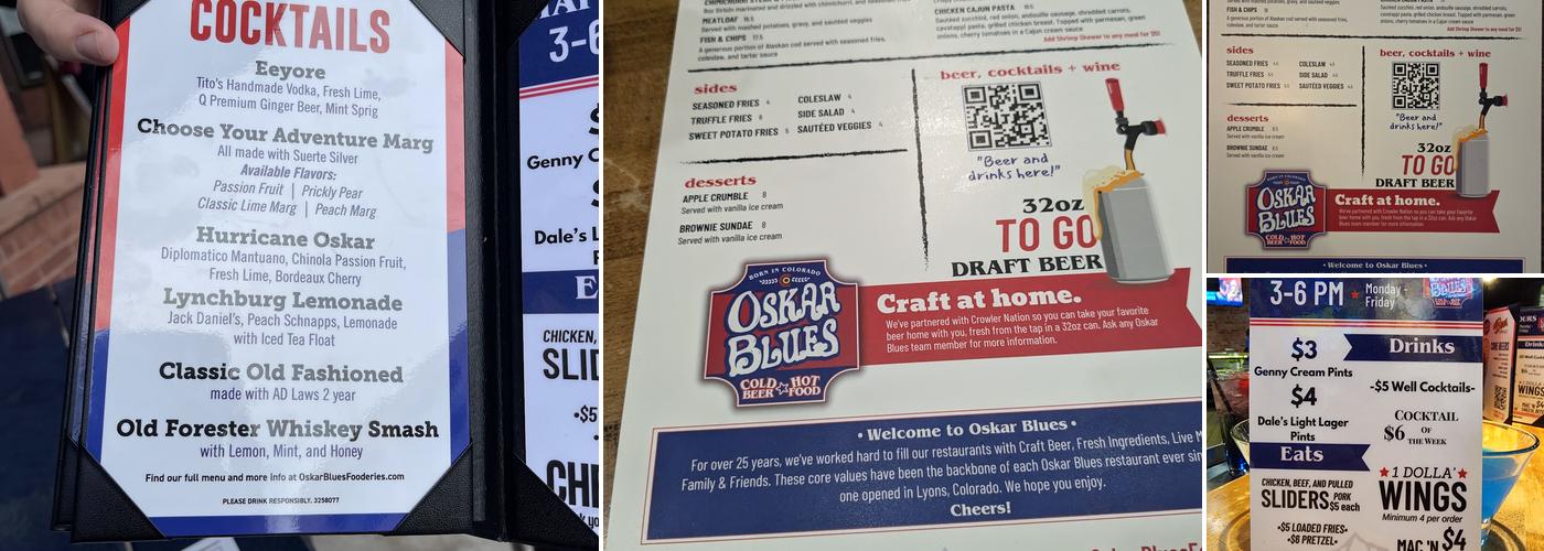 Oskar Blues Grill & Brew Menu