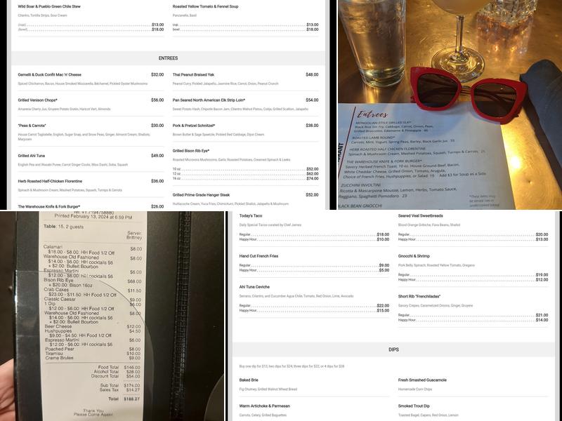 Warehouse Restaurant & Gallery Menu