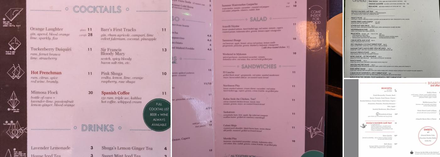 Shuga's Menu