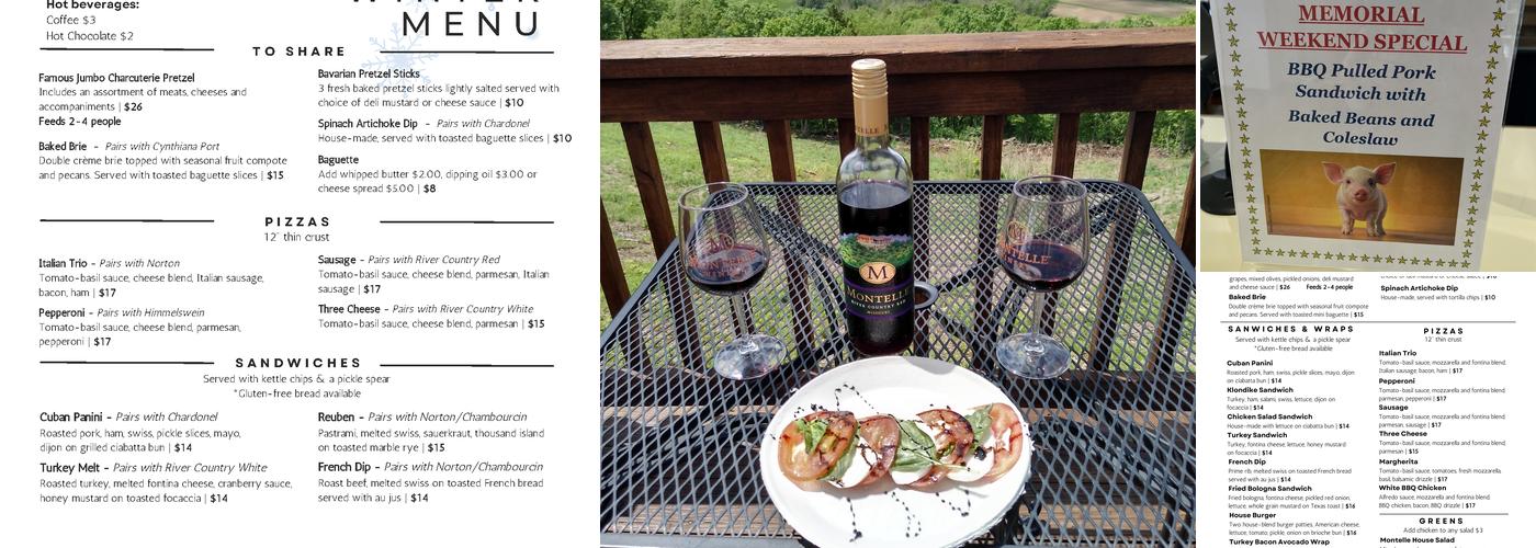 Montelle Winery Menu
