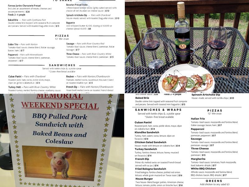 Montelle Winery Menu