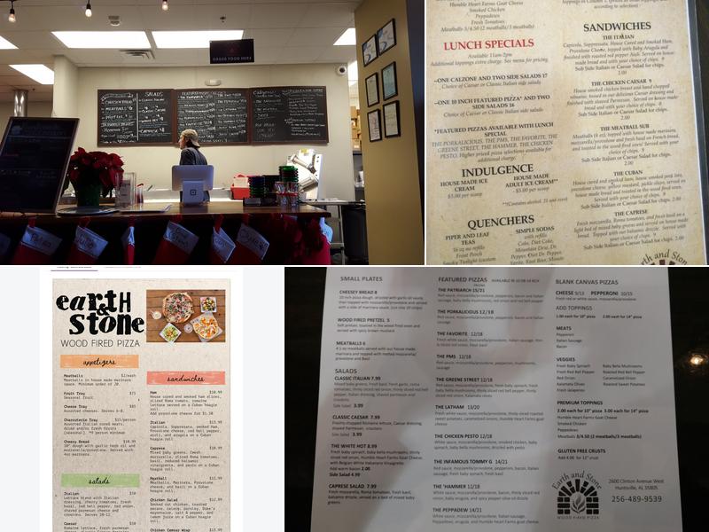 Earth and Stone Wood Fired Pizza Menu