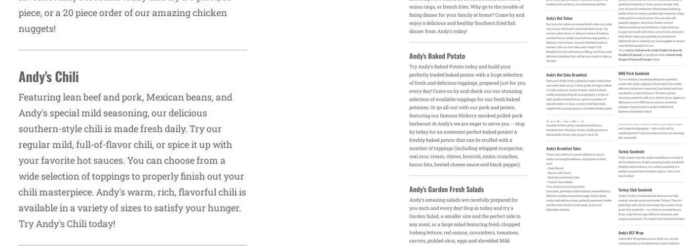 Andy's Menu