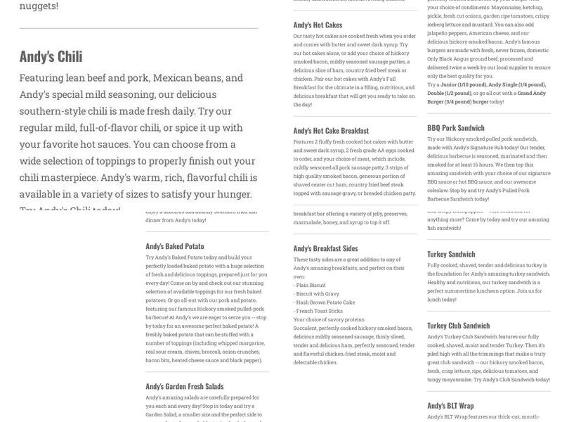 Andy's Menu