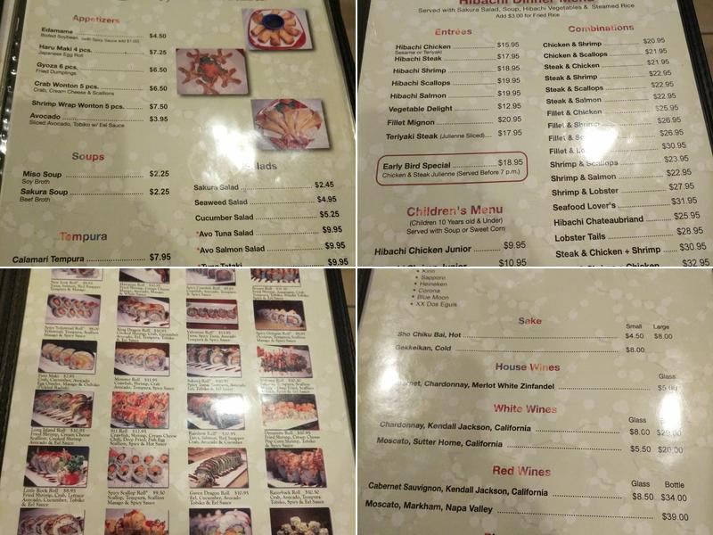 Sakura Japanese Restaurant Menu