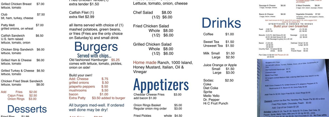 Jo's Diner Menu