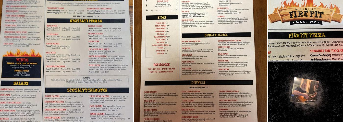 Fire Pit Pizza Menu