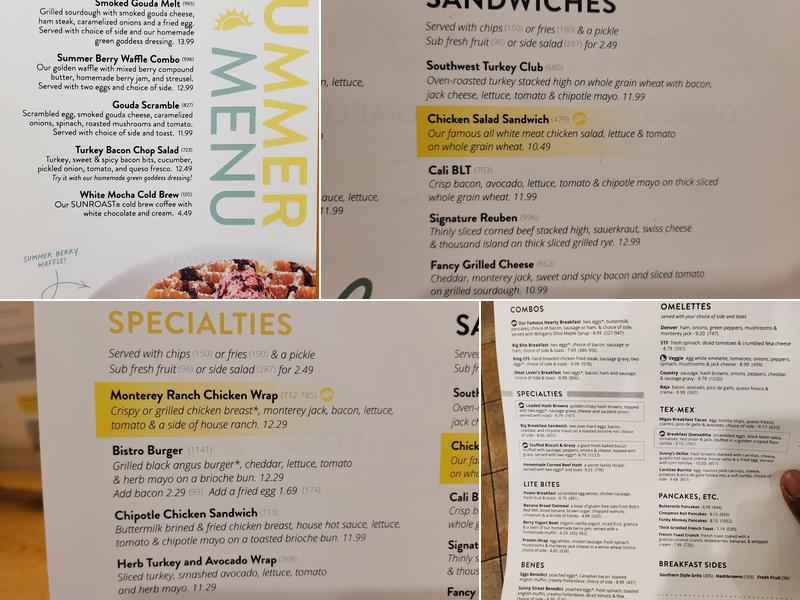 Sunny Street Cafe Menu