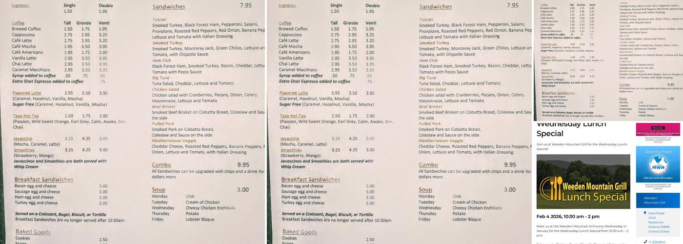 Java Cafe Menu