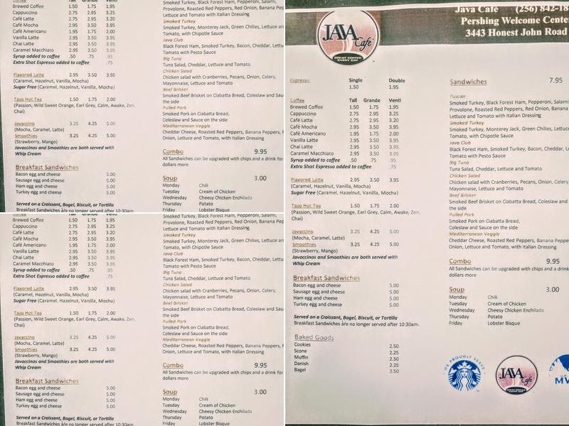 Java Cafe Menu