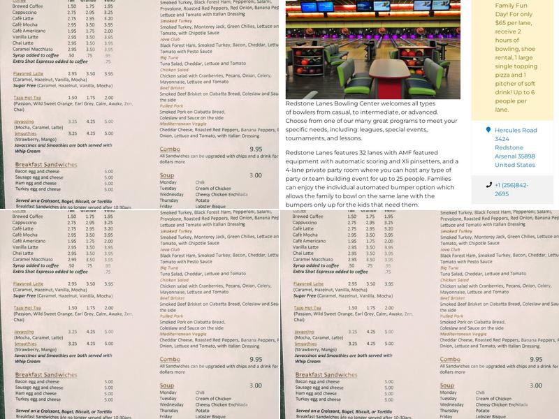 Java Cafe Menu