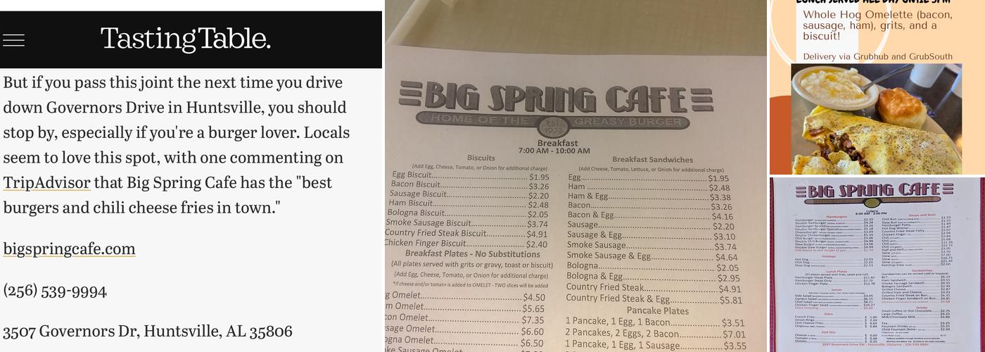 Big Spring Cafe Menu