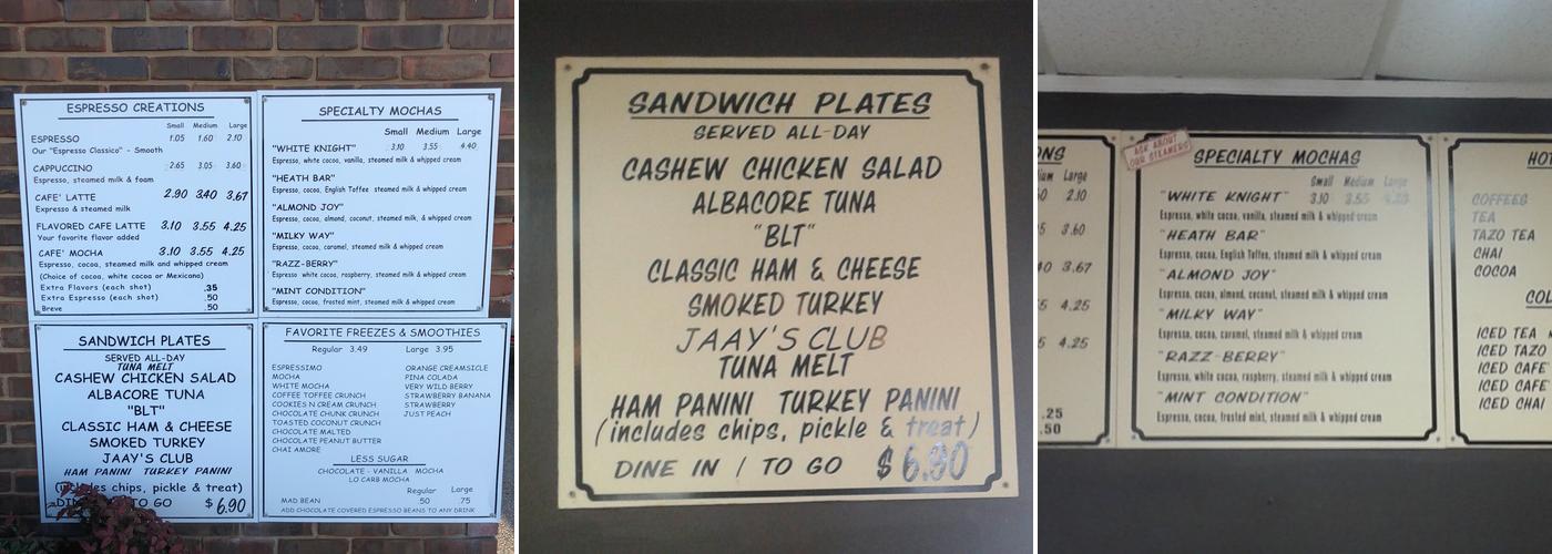 Java Jaay Cafe Menu