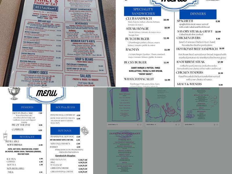 Janet's LLC Menu
