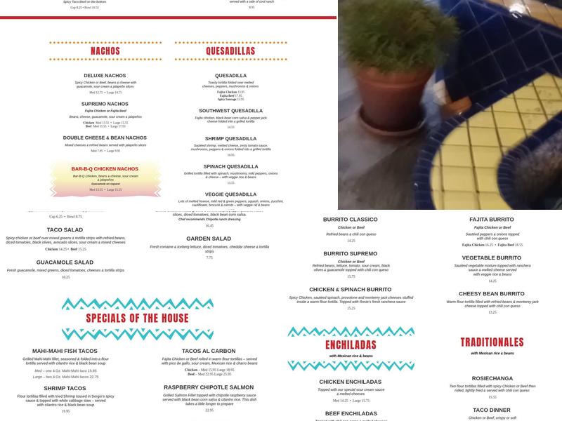Rosie's Mexican Cantina Menu