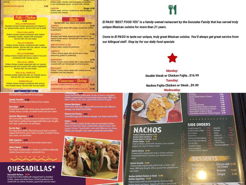 El Paso Menu
