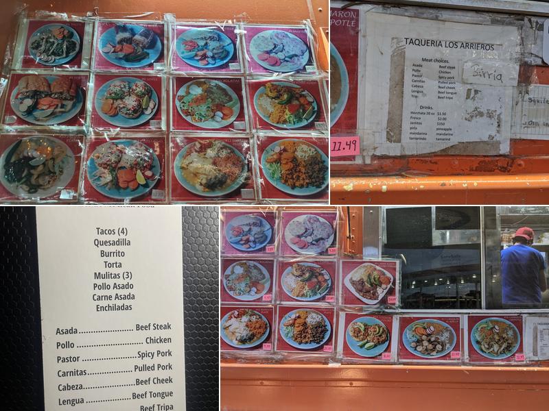 Taqueria Los Arrieros Food Truck Menu