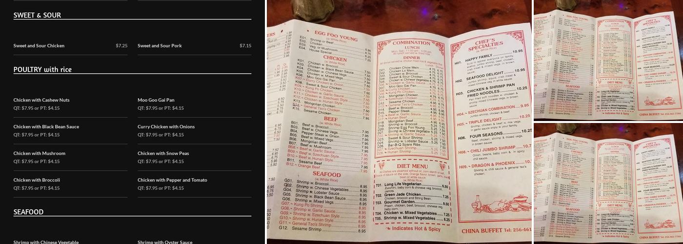 China Buffet Menu