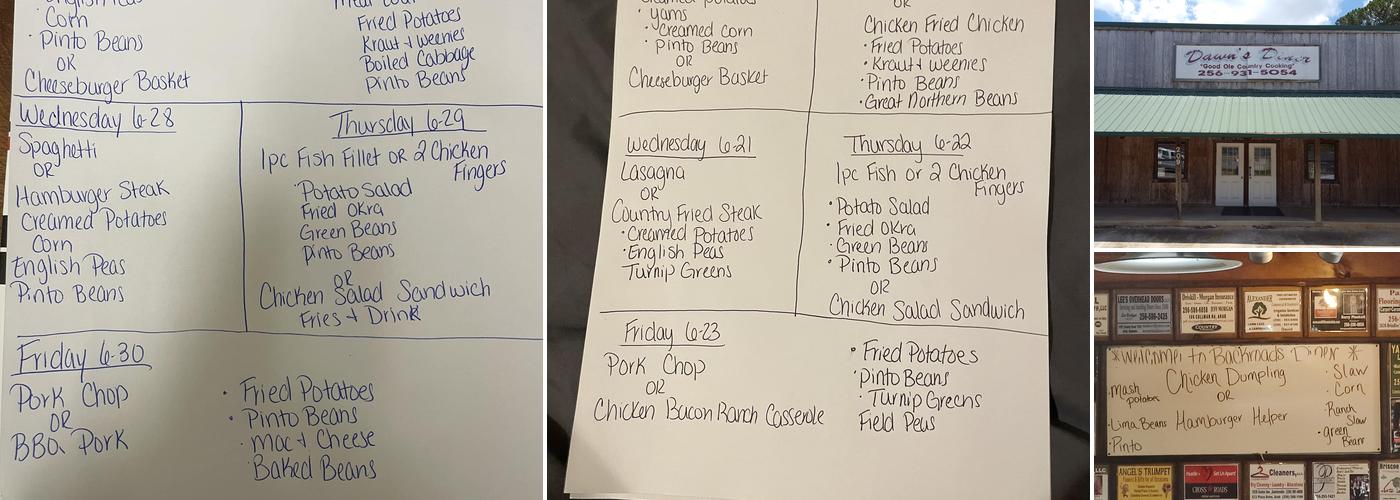 Backroads Diner Menu