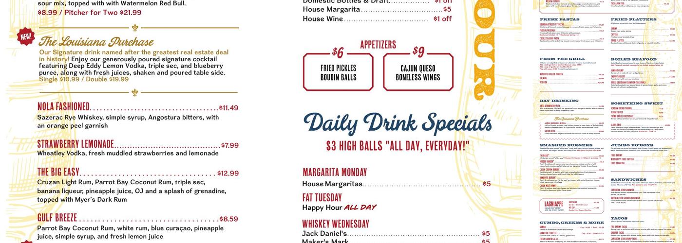 Cajun Steamer Bar & Grill Menu