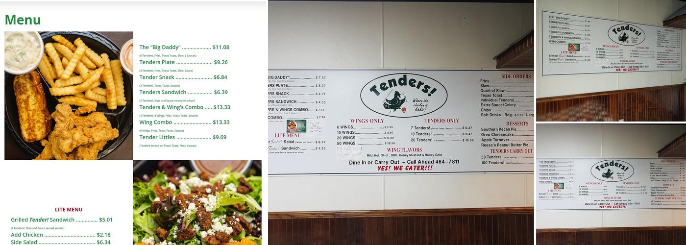 Tenders Menu