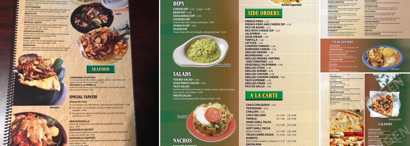 Sazon Mexican Restaurant Menu