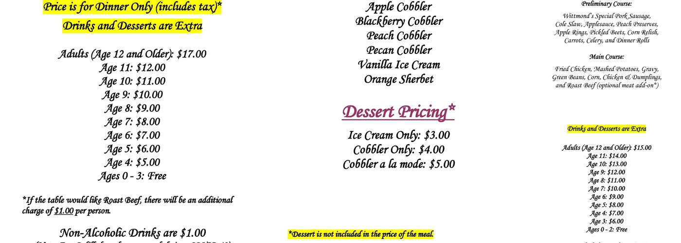 Wittmond's Restaurant Menu