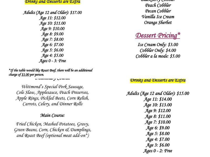 Wittmond's Restaurant Menu