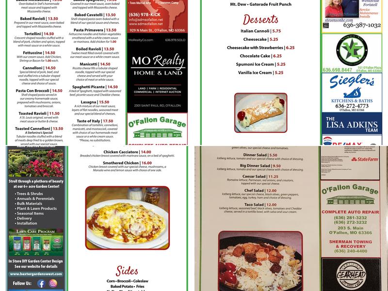 Stefanina's Pizzeria & Restaurant O'Fallon Menu