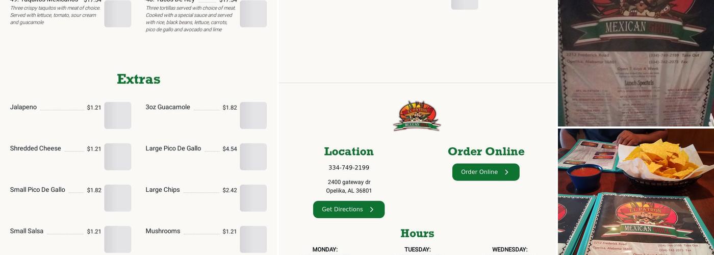 El Patron Mexican Grill Menu