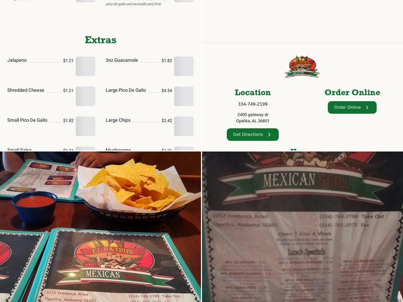 El Patron Mexican Grill Menu