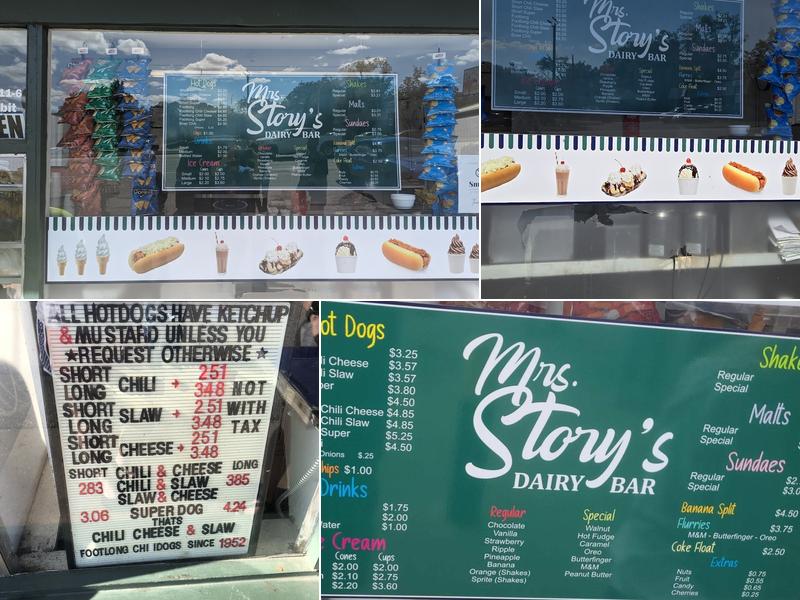 Mrs. Storys Dairy Bar Menu