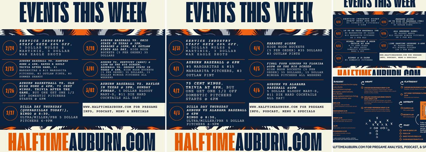 Halftime Sports Bar Menu
