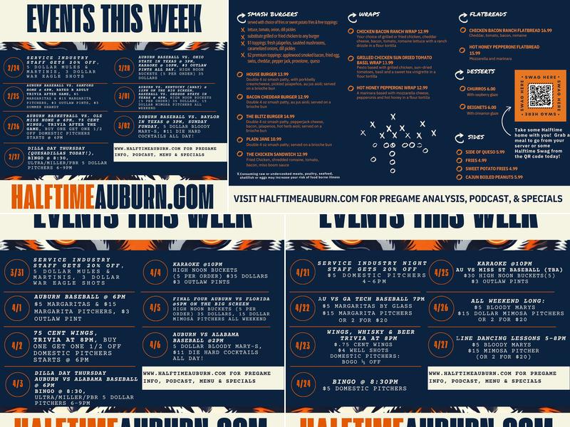 Halftime Sports Bar Menu