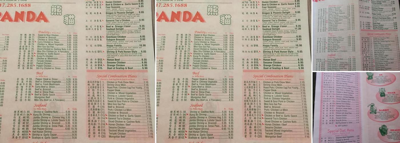 Panda Chinese Restaurant Menu