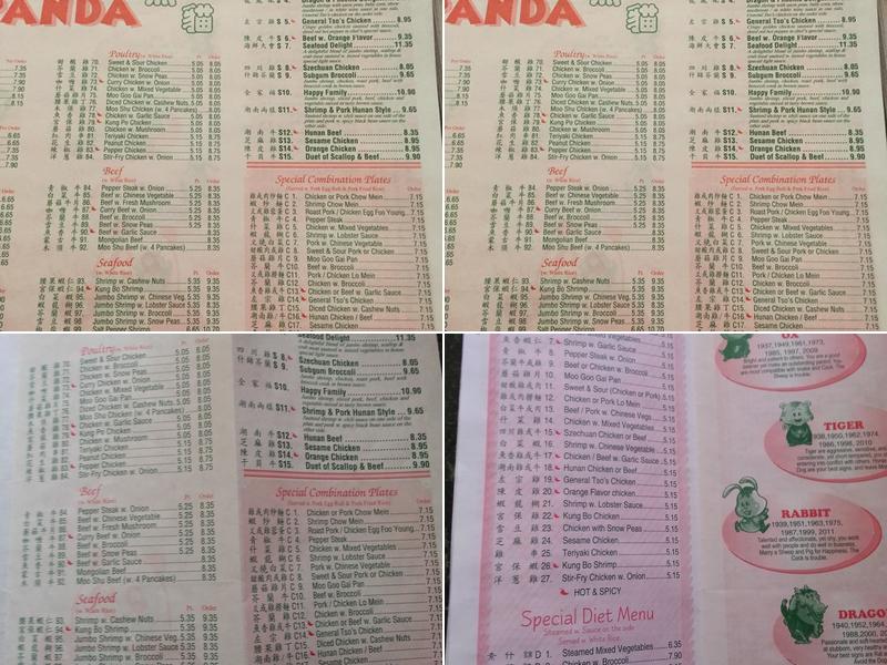 Panda Chinese Restaurant Menu