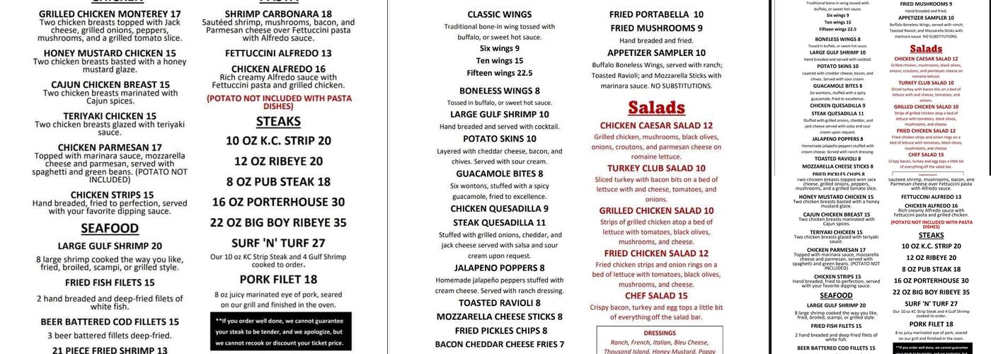 K.C.'s Place Restaurant Menu