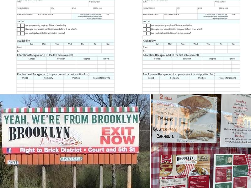 Brooklyn Pizza Menu