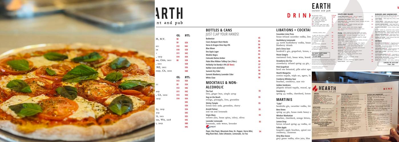 Hearth Restaurant and Pub Menu