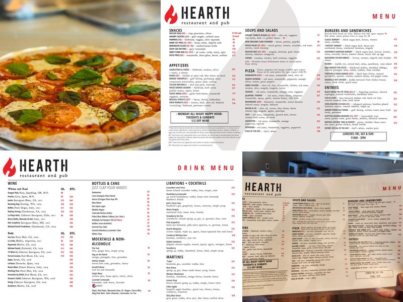 Hearth Restaurant and Pub Menu