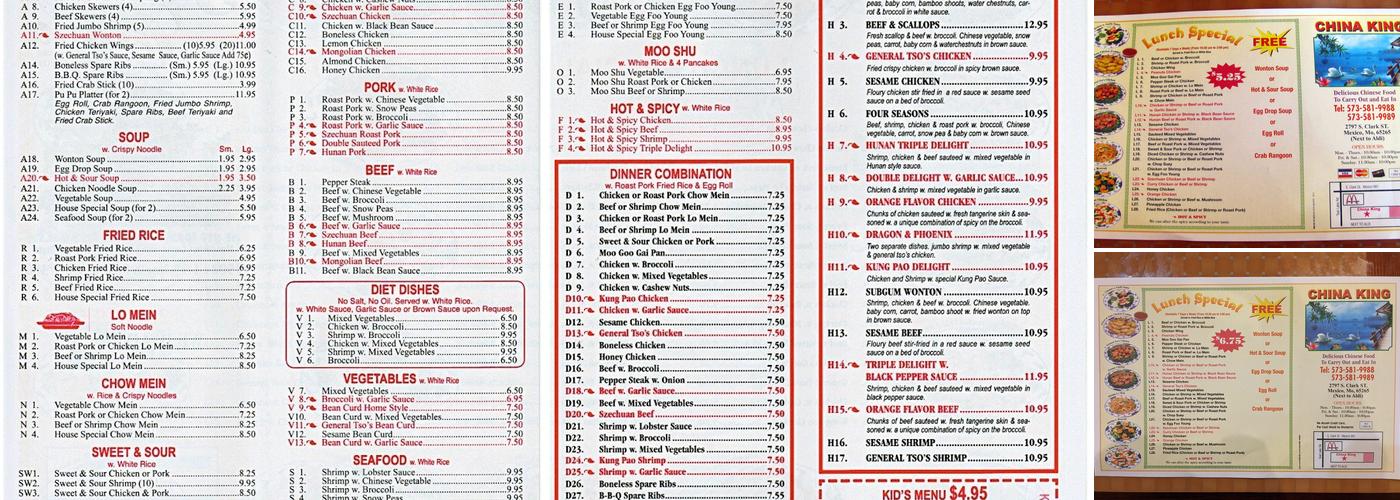 China King Menu