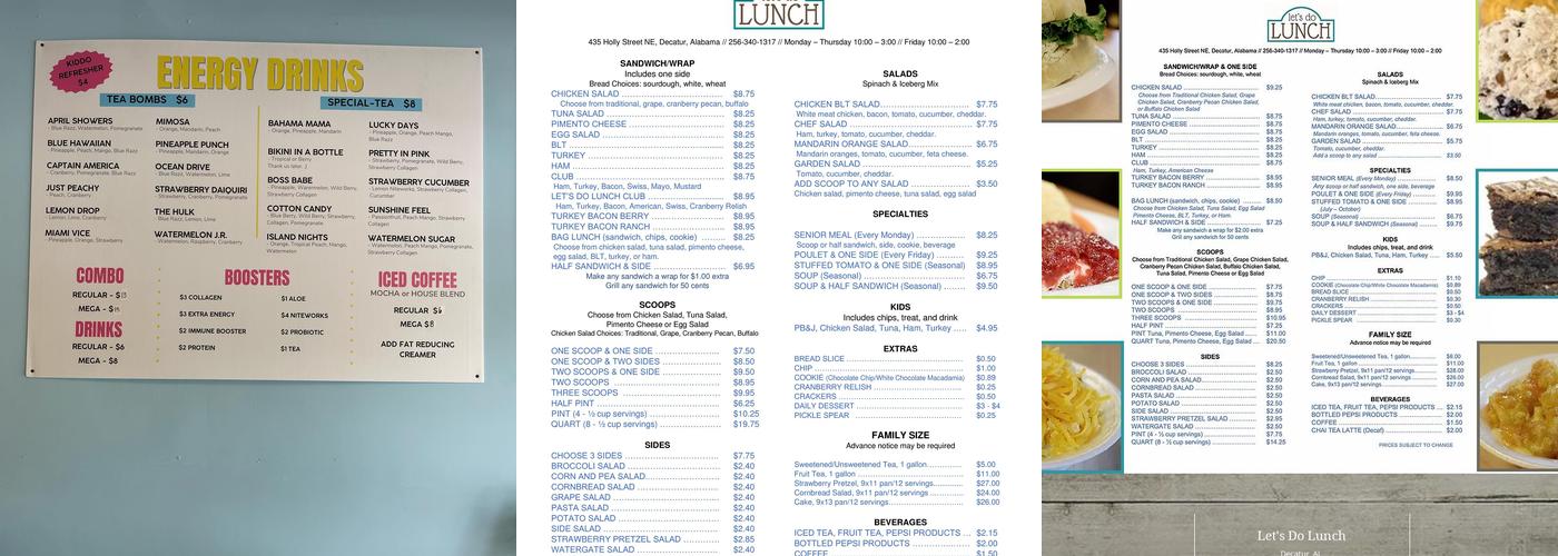 Let's Do Lunch Menu