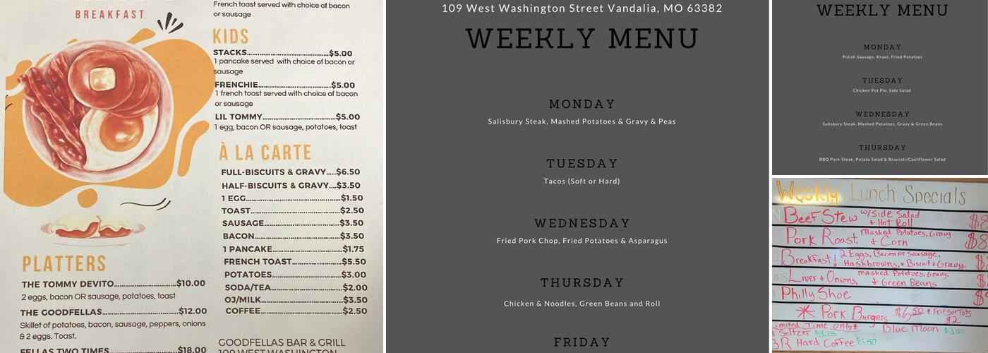 Goodfellas Bar & Grill Llc Menu